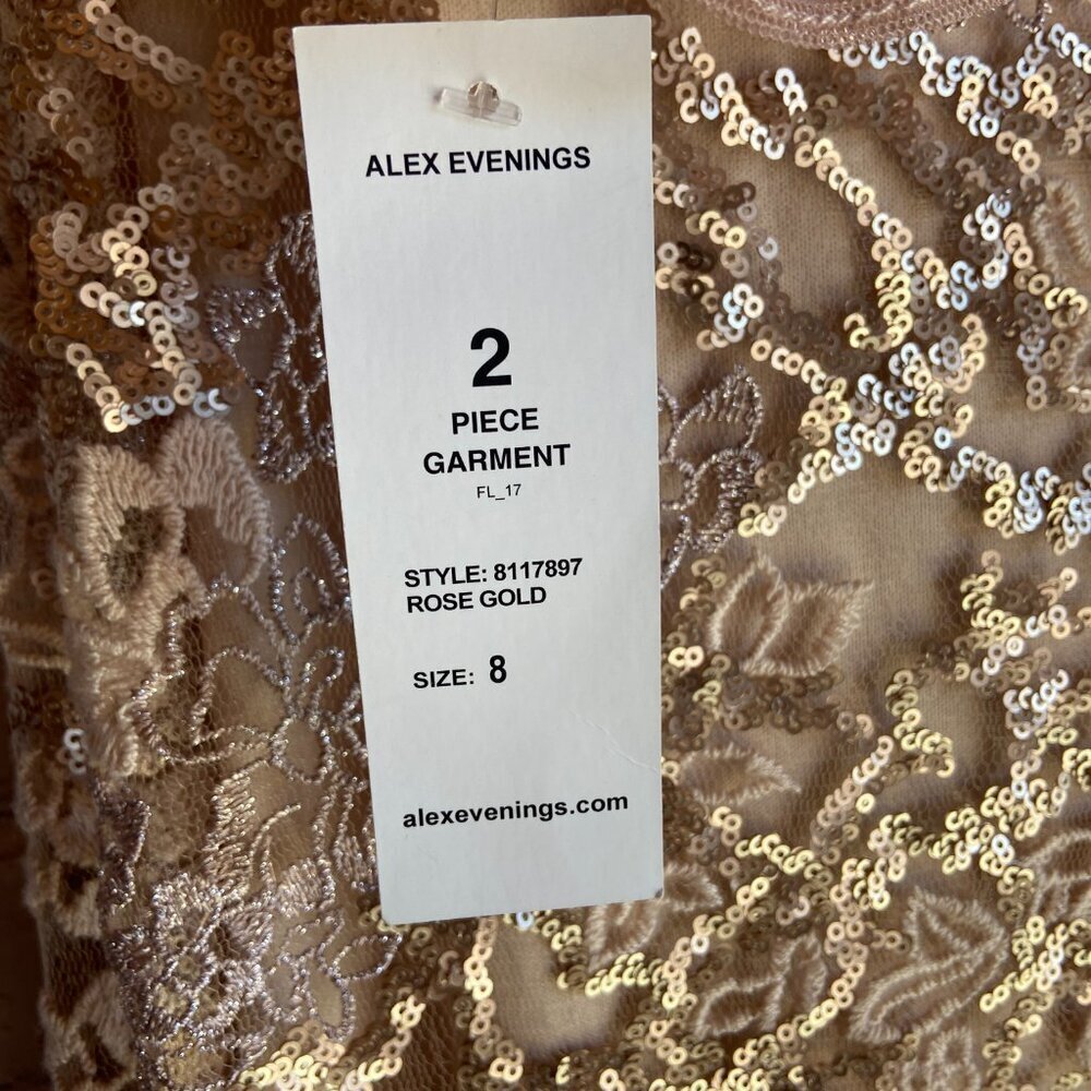 Alex Evenings Floral Embroidered Gown With Shawl - Picture 8 of 9